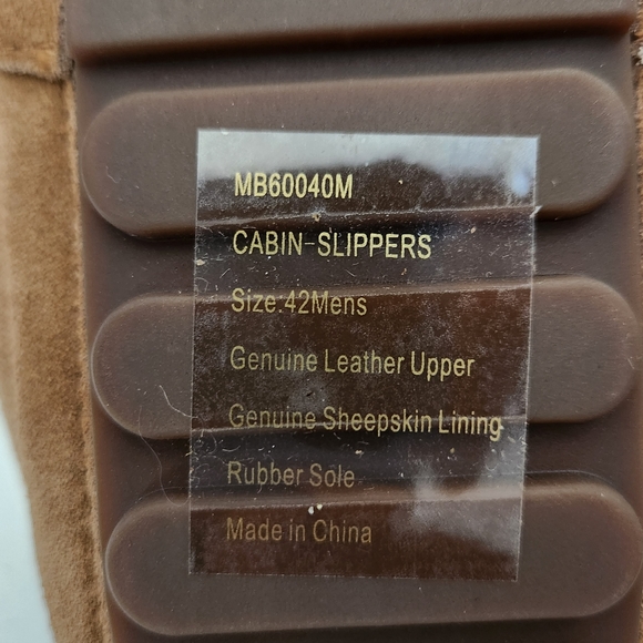 NEW Pajar tan suede leather shearling cabin slippers house shoe men size 42 - Picture 11 of 13